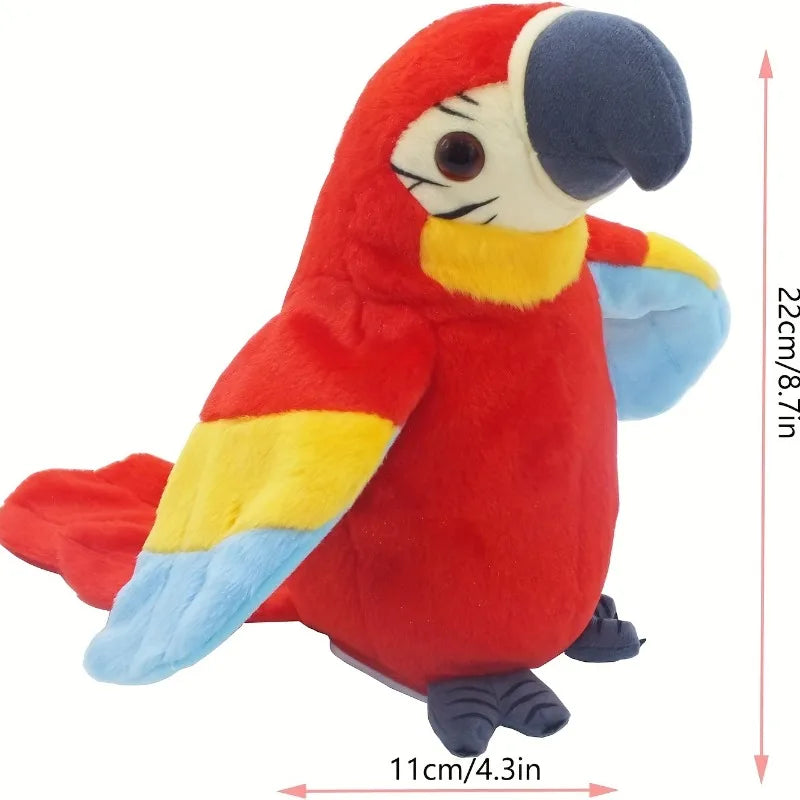 Talking Macaw Parrot Plush Toy — Interactive Electronic Repeating Bird with Waving Wings & Swaying Head, Soft Stuffed Animal