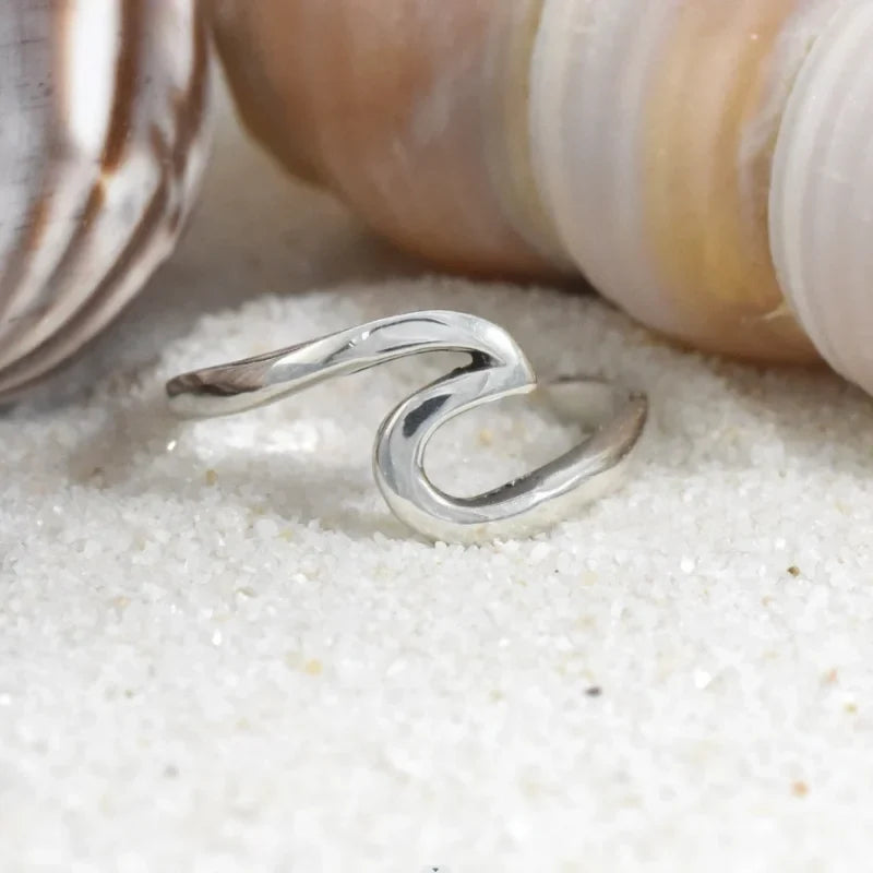 Fashion Simple Boho Jewelry Wave Stainless Steel Ring Women Bohemian Trending Products Women's Stainless Steel Jewelry