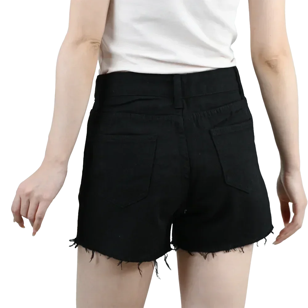 3pcs Women's High Waist Denim Shorts 2025 Summer Black Blue White Hot Pants Ripped Jeans Shorts Woman Short Trousers Streetwear