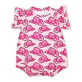 Short sleeves hot pink hat baby girls western romper