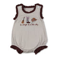 Ruffle stripe it's alright to be little bitty western baby romper