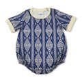 Short sleeves blue aztec baby boy western romper