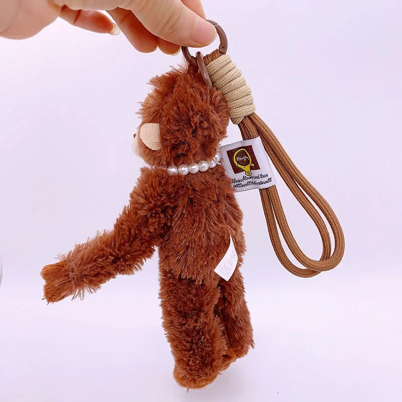 8-Inch Cute Little Monkey Plush Pendant – Soft Stuffed Animal Backpack and Bag Keychain