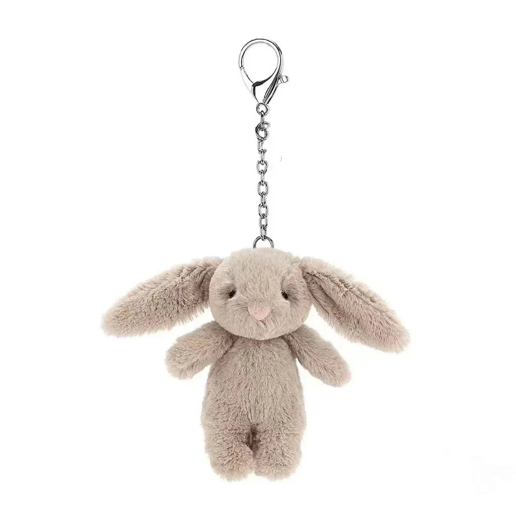 Cute Rabbit Stuffed Animal Keychain with Pompom – Cartoon Bag, Car, and Phone Pendant for Girls