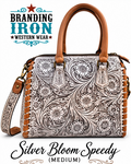 Silver Bloom Speedy (Medium) | Tooled Leather Western Satchel | Branding Iron Western Wear
