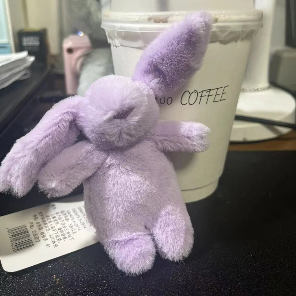 Cute Rabbit Stuffed Animal Keychain with Pompom – Cartoon Bag, Car, and Phone Pendant for Girls