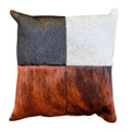 Genuine Cowhide Patchwork Pillow – Hair-on-Hide Both Sides, 16×16