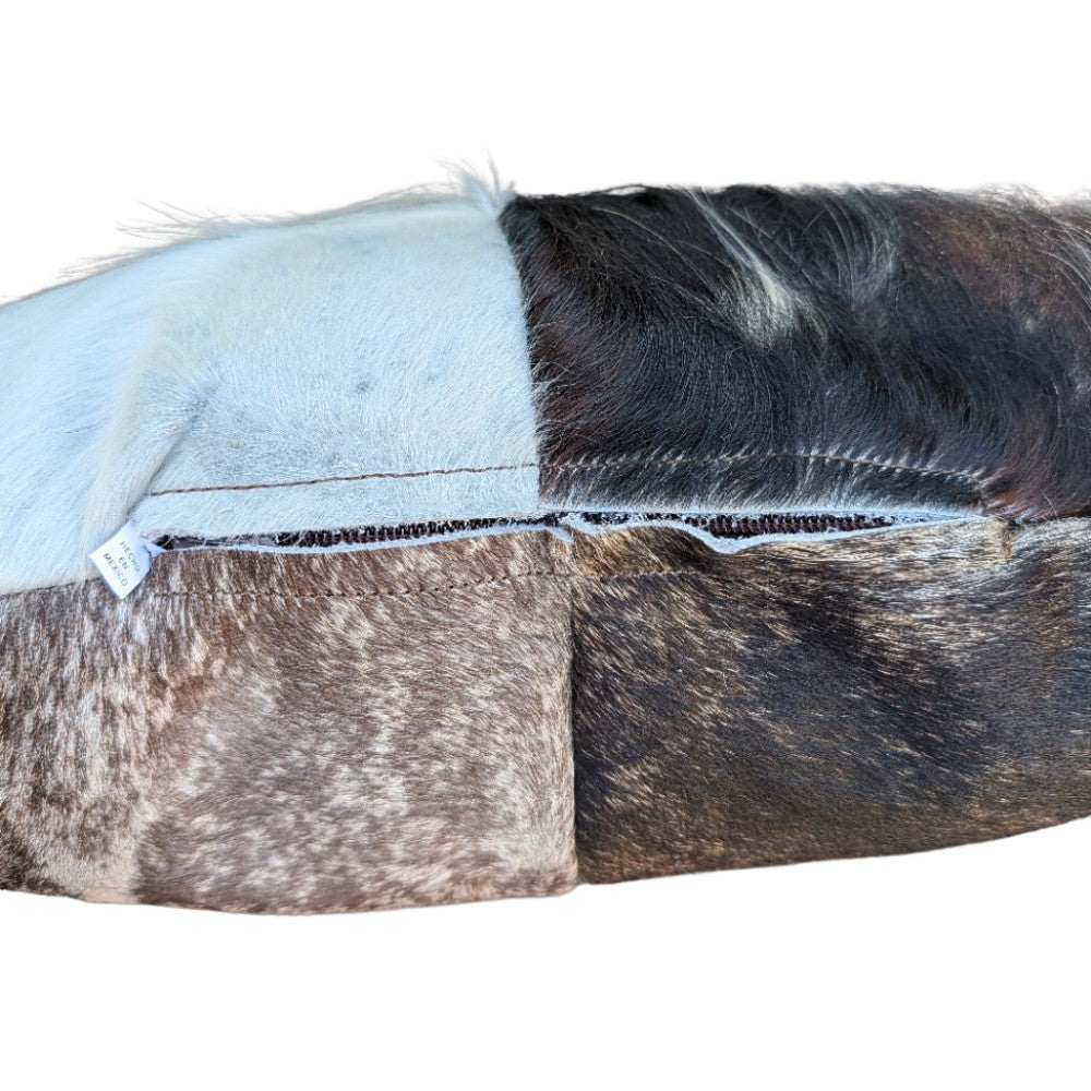 Genuine Cowhide Patchwork Pillow – Hair-on-Hide Both Sides, 16×16