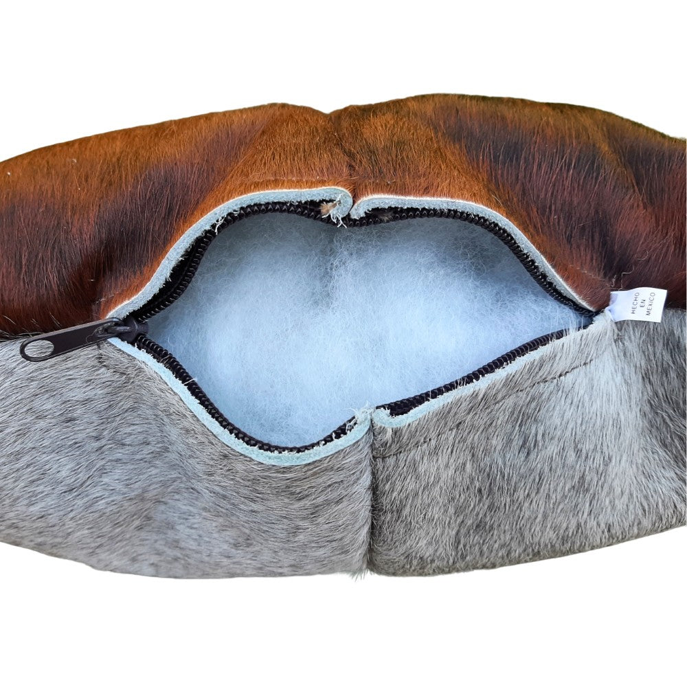 Genuine Cowhide Patchwork Pillow – Hair-on-Hide Both Sides, 16×16