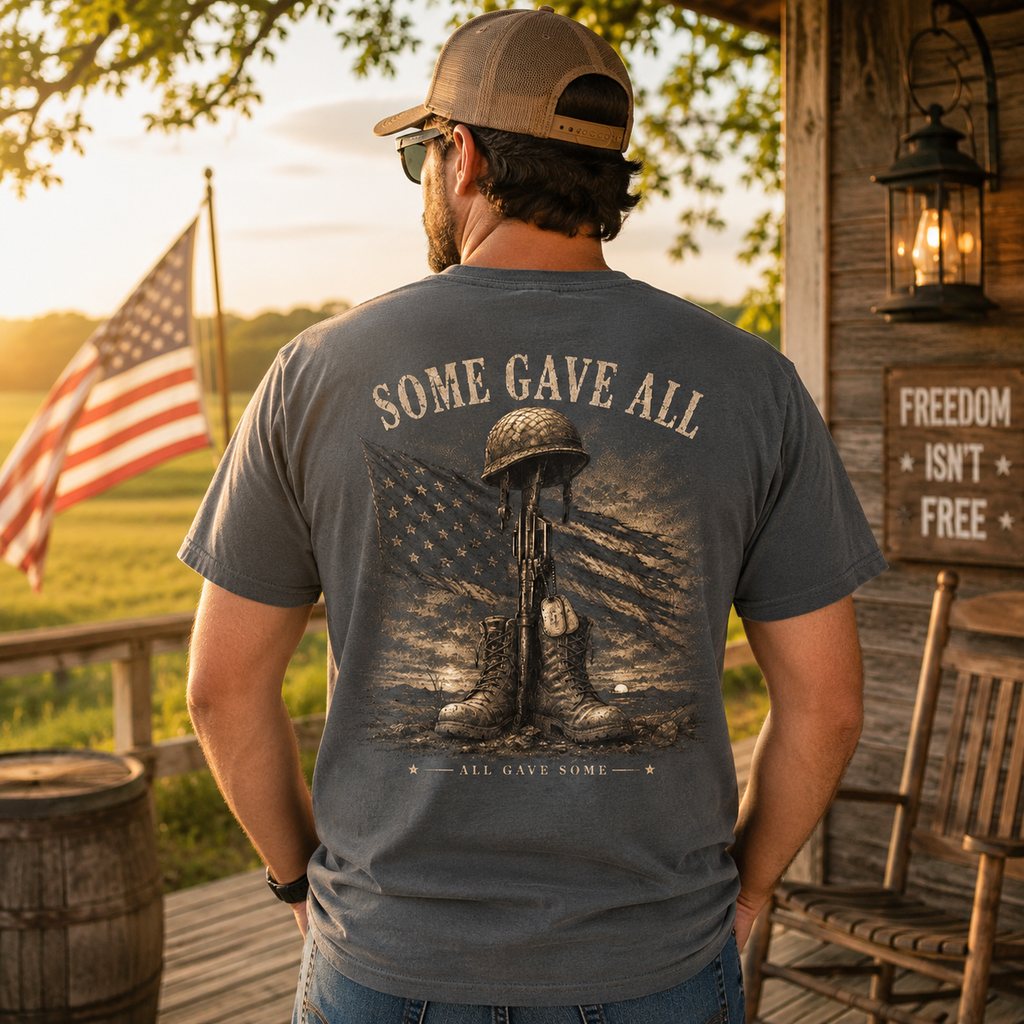 Some Gave All Comfort Colors Patriotic T-Shirt – Military Memorial Graphic Tee by Back Porch Apparel