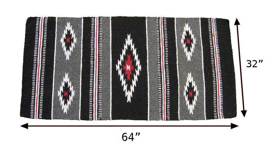 Handwoven Navajo-Inspired Acrylic Western Horse Saddle Blanket – 32" x 64", Southwest Aztec Design, Decorative, Great for Riding, Display, or Home Decor
