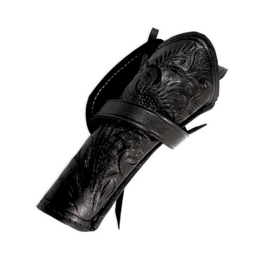 Cross Draw Tooled Leather Holster - Black