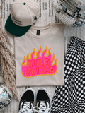 Harley HOT PINK & LIME GREEN FLAME tee or sweatshirt