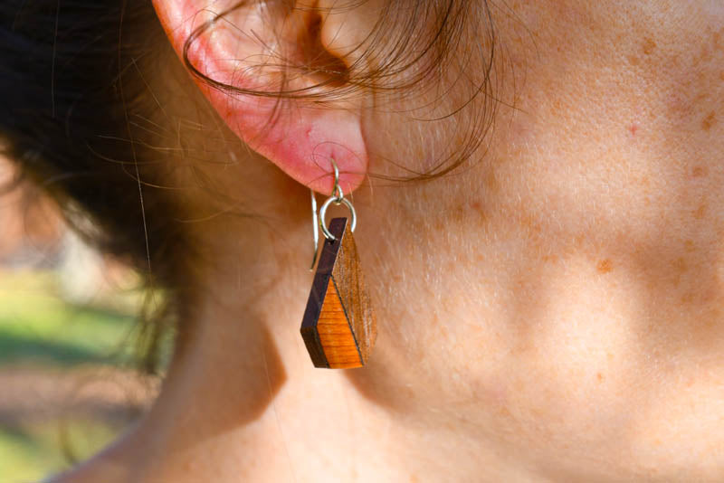 Cone Wood Earrings | Two-Tone Inlay