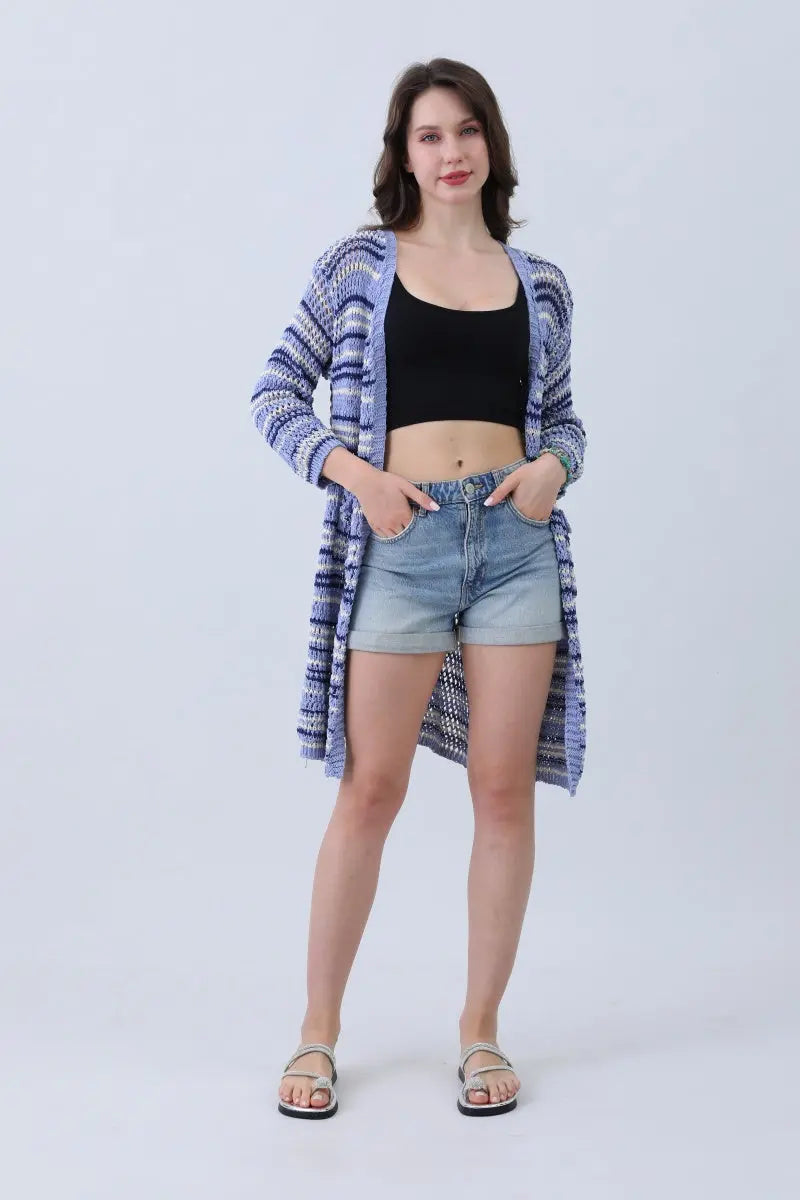 Nautical Blue Stripe Cardigan – Classic & Coastal Cool⚓🌊