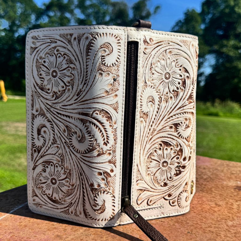 A Cowgirls Promise - western wedding bridal leather barrel speedy bag purse by Double B - Quarter Circle AK Boutique