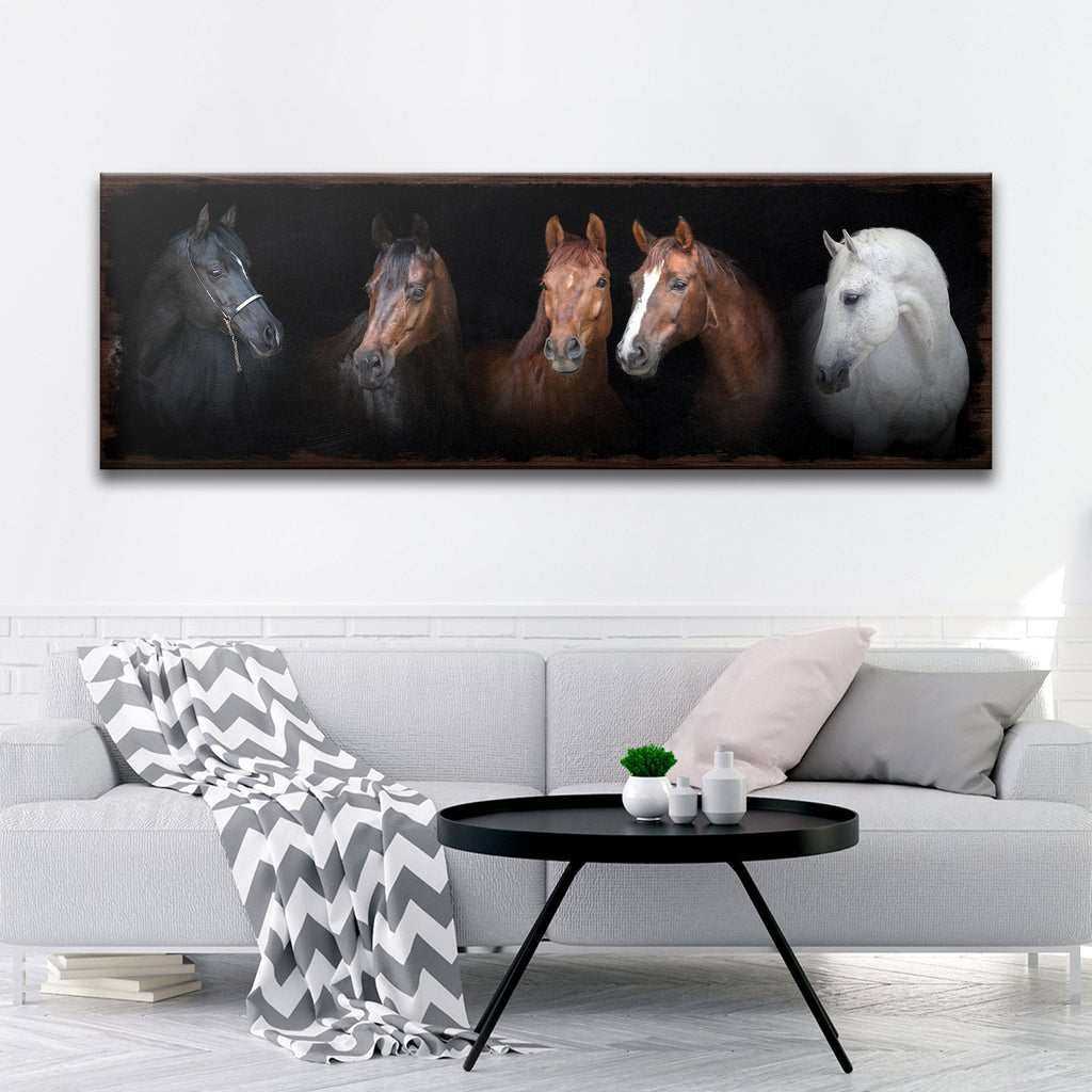 A Family Of Horses Canvas Wall Art - Quarter Circle AK Boutique