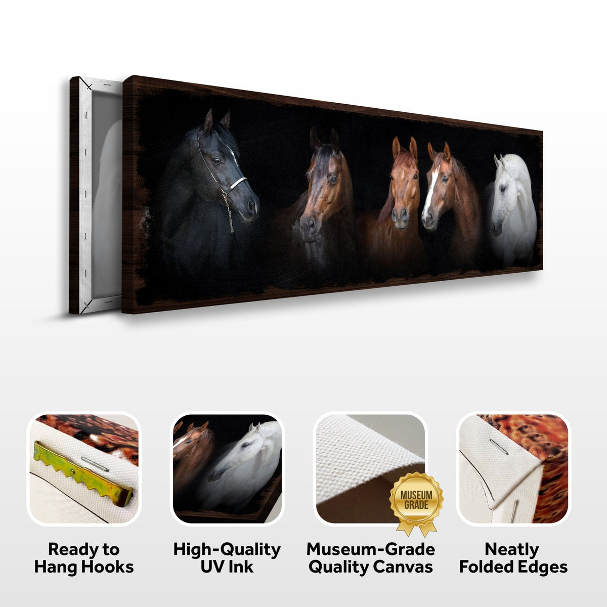 A Family Of Horses Canvas Wall Art - Quarter Circle AK Boutique