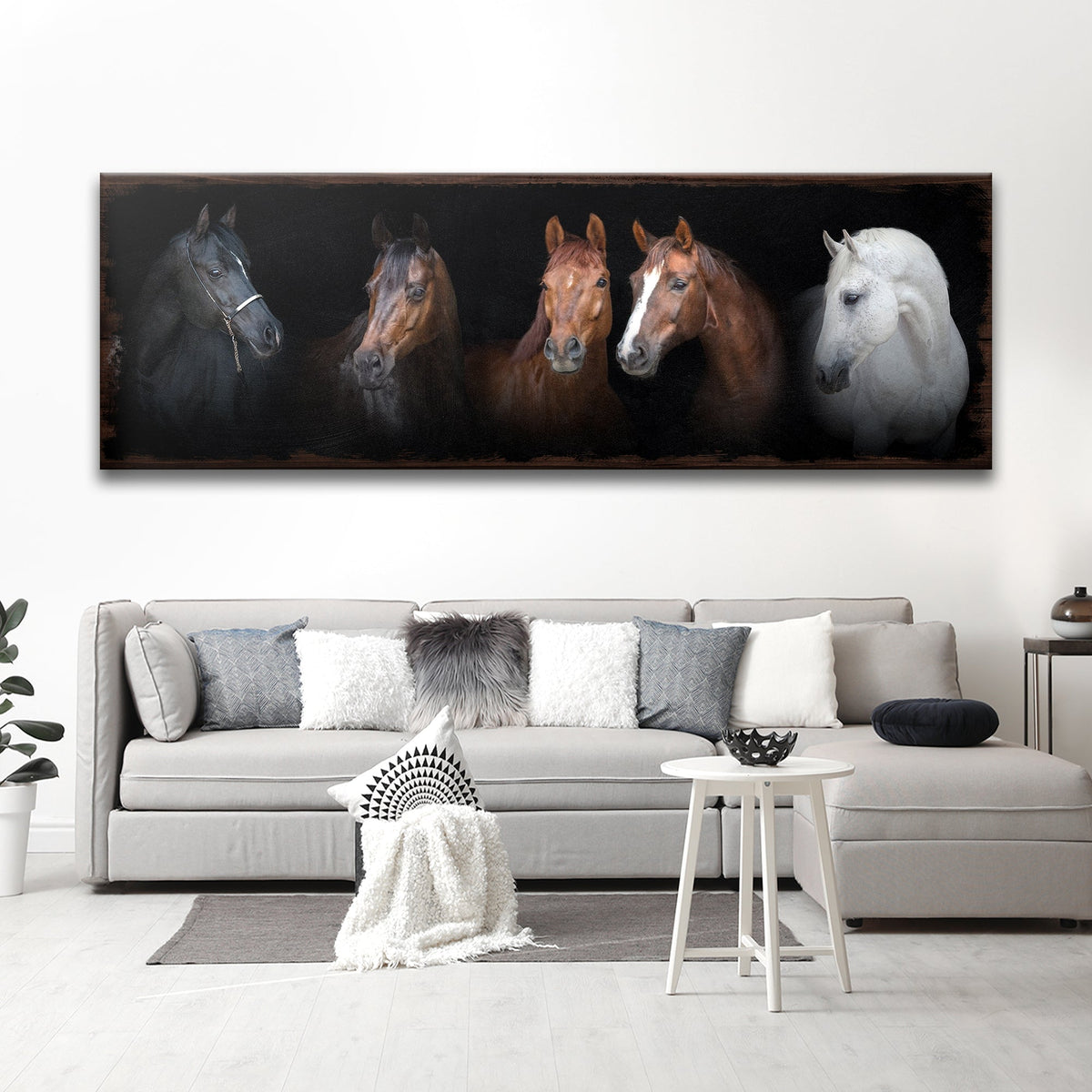 A Family Of Horses Canvas Wall Art - Quarter Circle AK Boutique