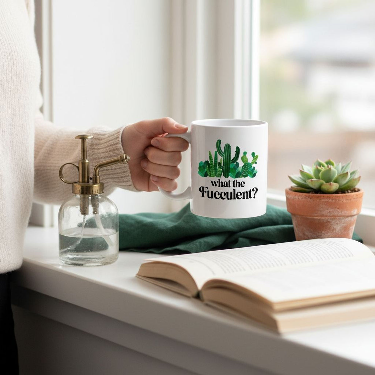 Funny Succulent Mug – Ceramic Coffee Mug with Cactus Design | Joyful Moose