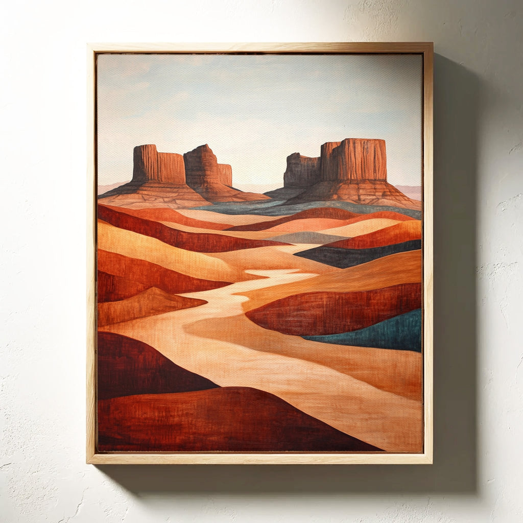 Abstract Desert Butte Canvas – Modern Southwest Wall Art - Quarter Circle AK Boutique