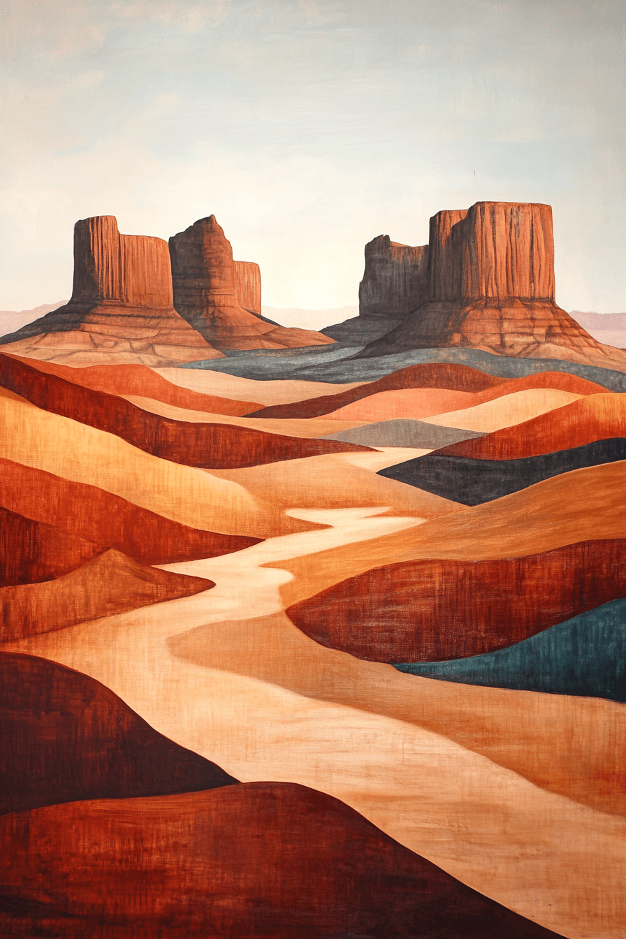 Abstract Desert Butte Canvas – Modern Southwest Wall Art - Quarter Circle AK Boutique