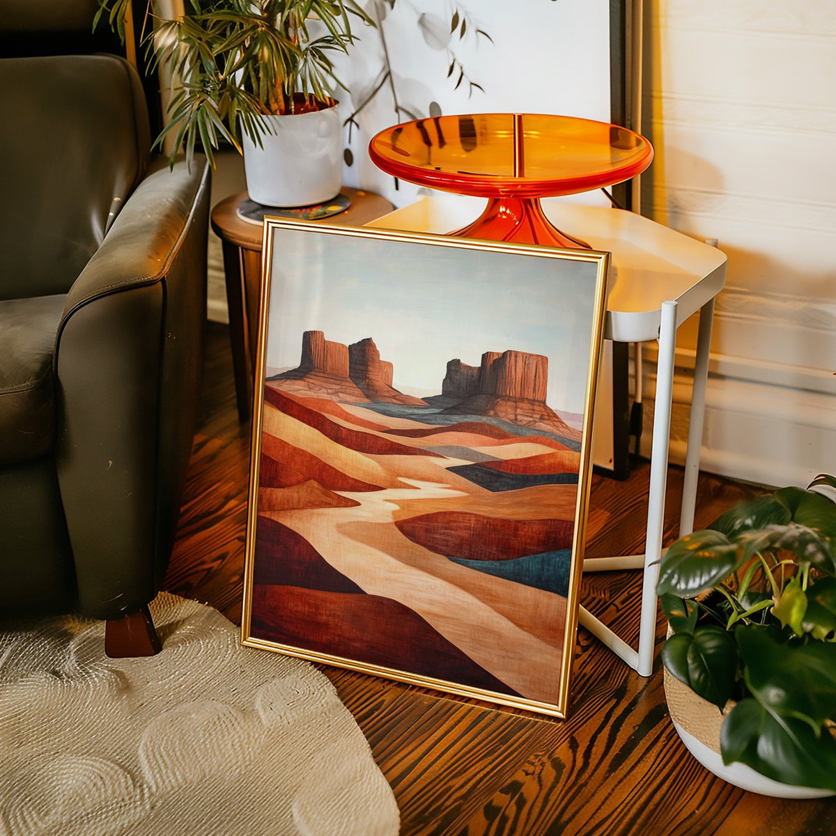 Abstract Desert Butte Canvas – Modern Southwest Wall Art - Quarter Circle AK Boutique
