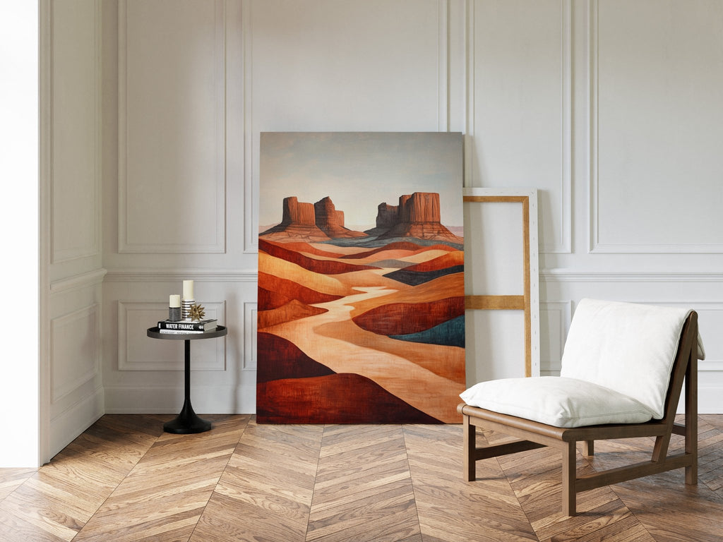 Abstract Desert Butte Canvas – Modern Southwest Wall Art - Quarter Circle AK Boutique