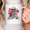 Coffee Addict Mug – Pink Skull Coffee Cup | Funny Caffeine Lover Gift, Ceramic, Dishwasher Safe