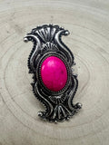 Western Concho Adjustable Ring with Faux Pink Stone — Everyday Southwestern Hand Statement
