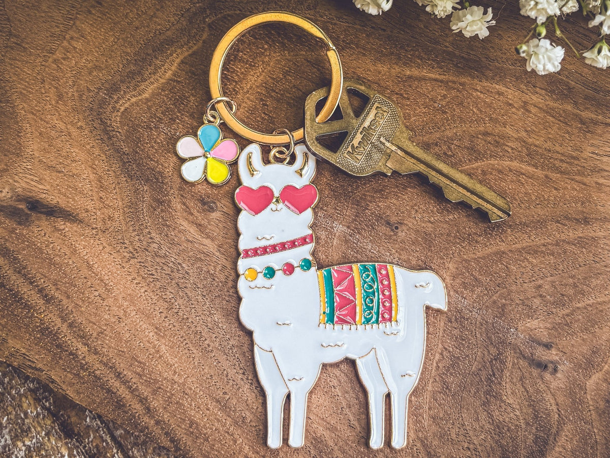 Adorable Colorful Llama Key Chain - Quarter Circle AK Boutique