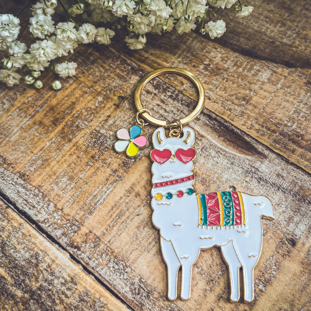 Adorable Colorful Llama Key Chain - Quarter Circle AK Boutique