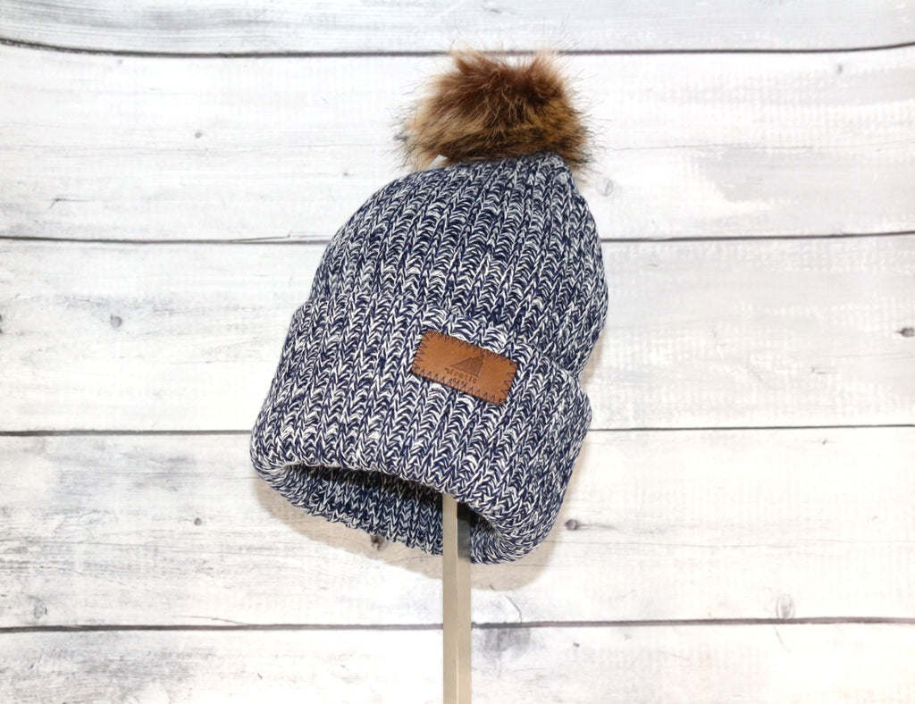 Adult Acrylic Ribbed Cuff with Pom Hat - Quarter Circle AK Boutique