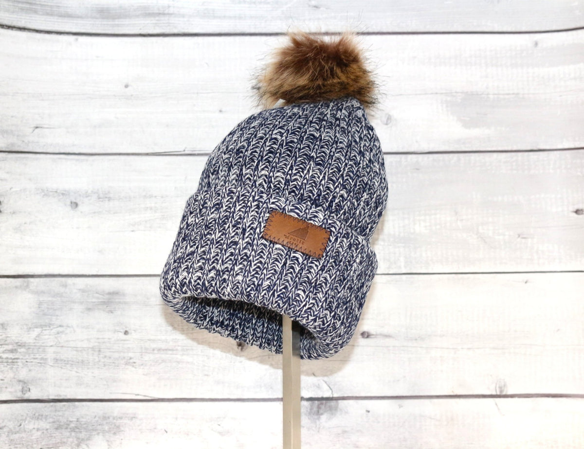 Adult Acrylic Ribbed Cuff with Pom Hat - Quarter Circle AK Boutique
