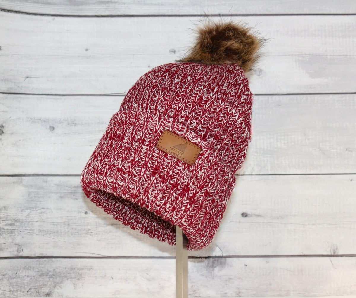 Adult Acrylic Ribbed Cuff with Pom Hat - Quarter Circle AK Boutique
