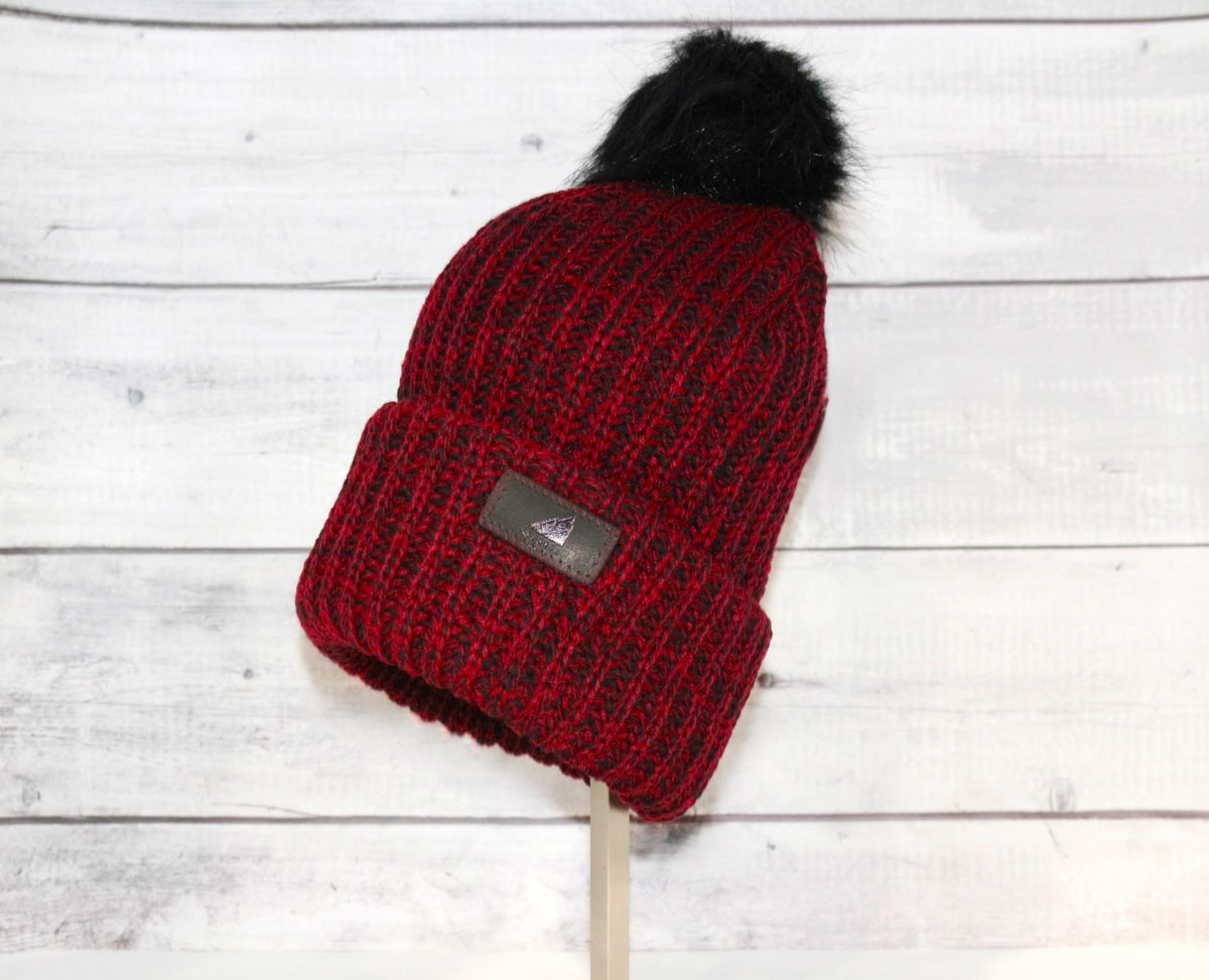Adult Acrylic Ribbed Cuff with Pom Hat - Quarter Circle AK Boutique