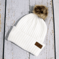 Adult Cotton Cuff with Shepard Pom Bright White - Quarter Circle AK Boutique