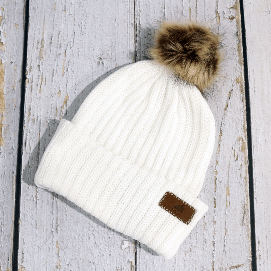 Adult Cotton Cuff with Shepard Pom Bright White - Quarter Circle AK Boutique