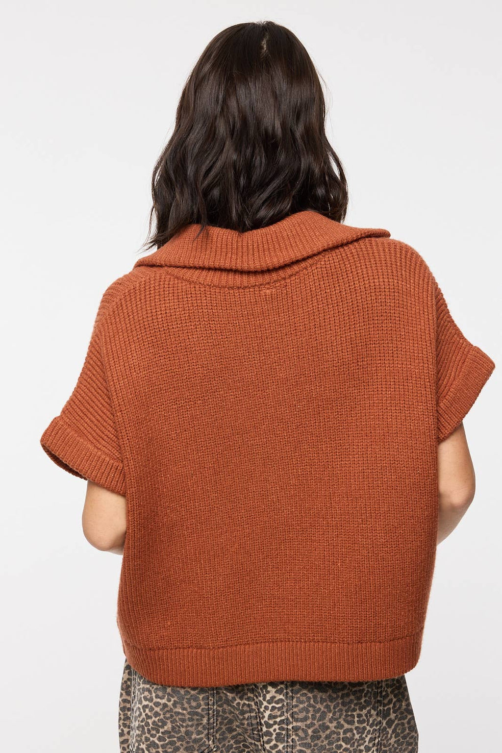 Wishlist Apparel Rust Half-Zip Pullover Western Sweater — Short Sleeve with Classic Collar Relaxed Fit