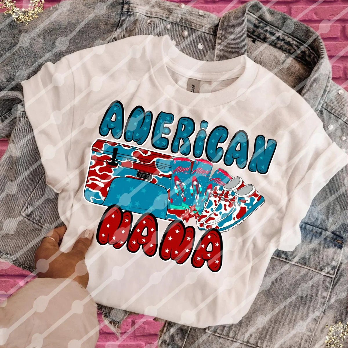 American mama camo cooler collage tee or sweatshirt - Quarter Circle AK Boutique