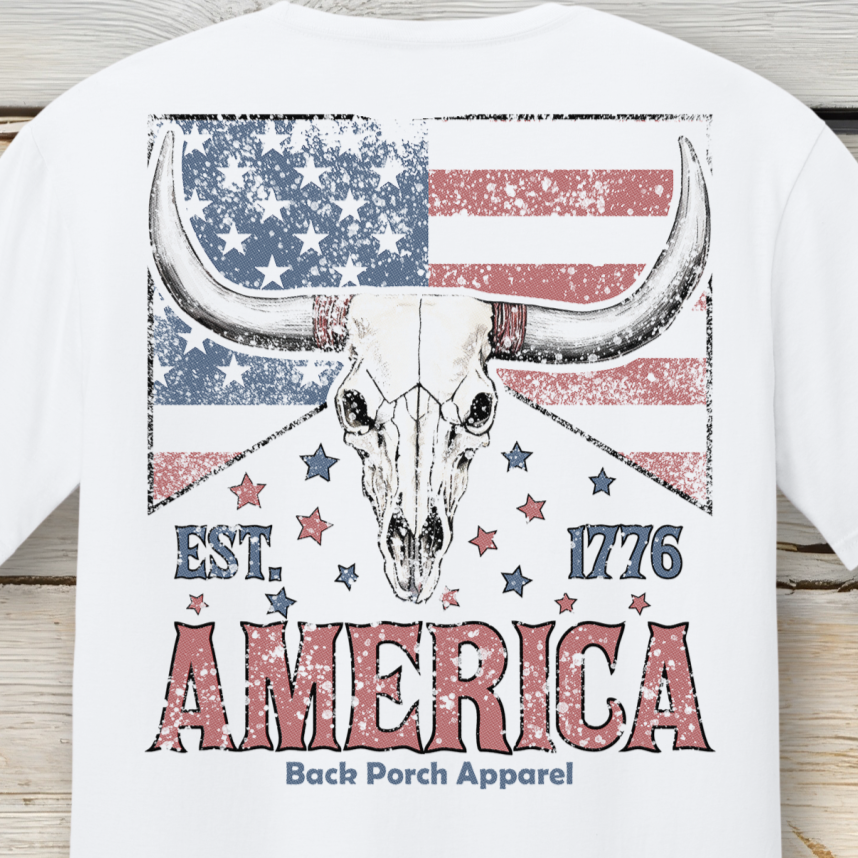 America Longhorn Short Sleeve T-Shirt