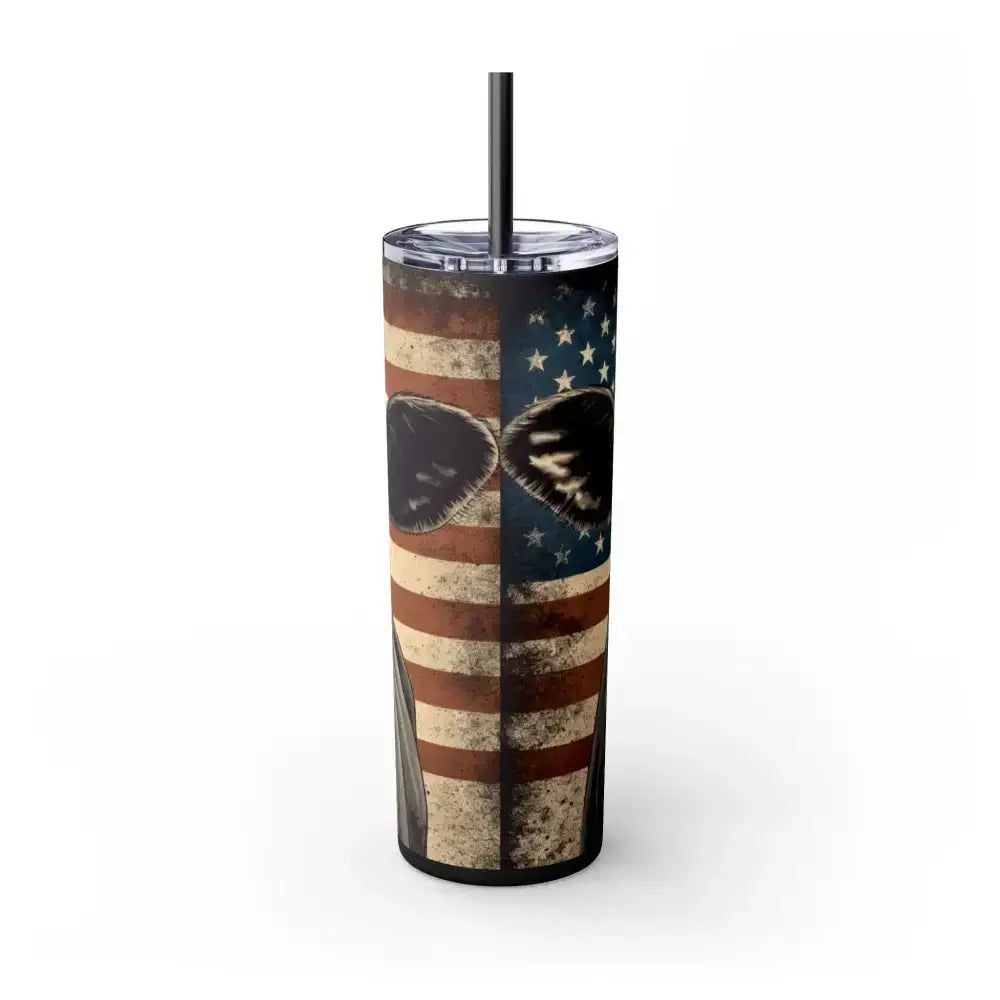 Angus Cow American Flag Skinny Tumbler, 20oz - Patriotic Rancher Gift