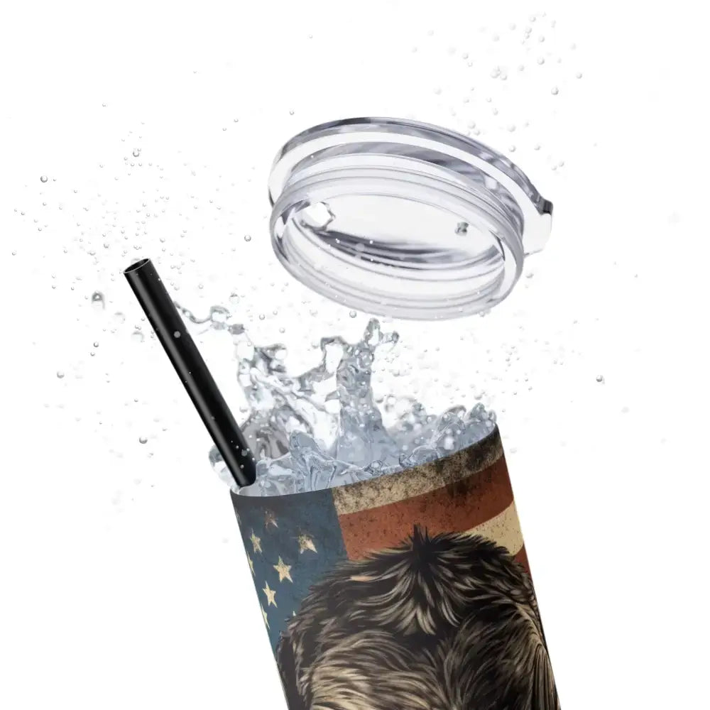 Angus Cow American Flag Skinny Tumbler, 20oz - Patriotic Rancher Gift