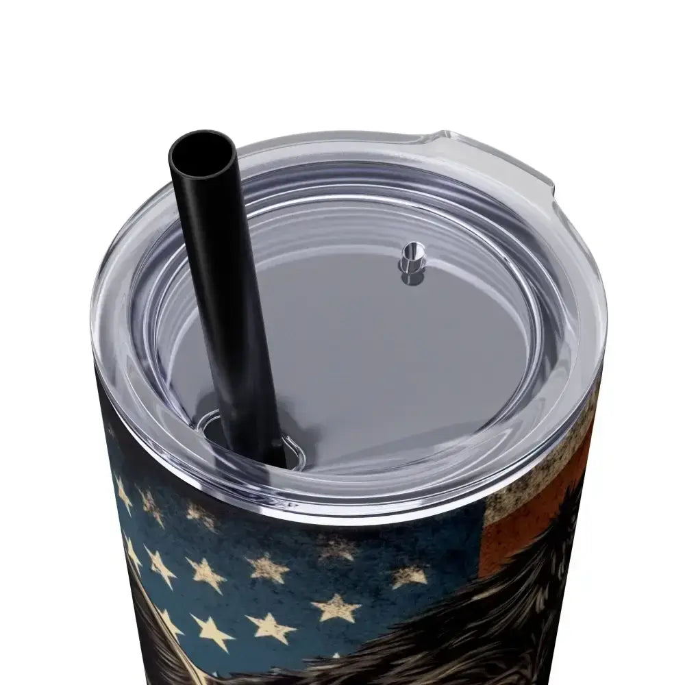 Angus Cow American Flag Skinny Tumbler, 20oz - Patriotic Rancher Gift