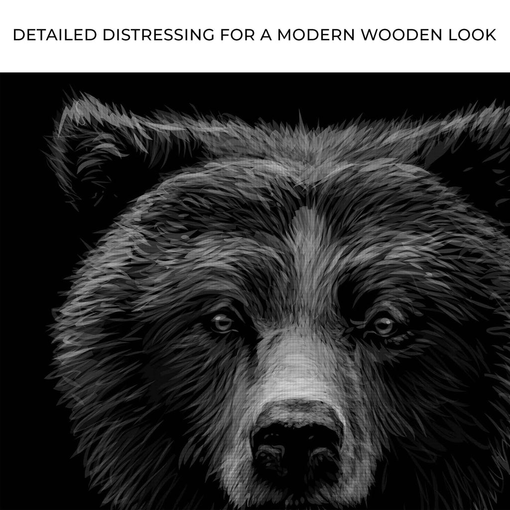 Animals Forest Bear Monochrome Canvas Wall Art - Quarter Circle AK Boutique