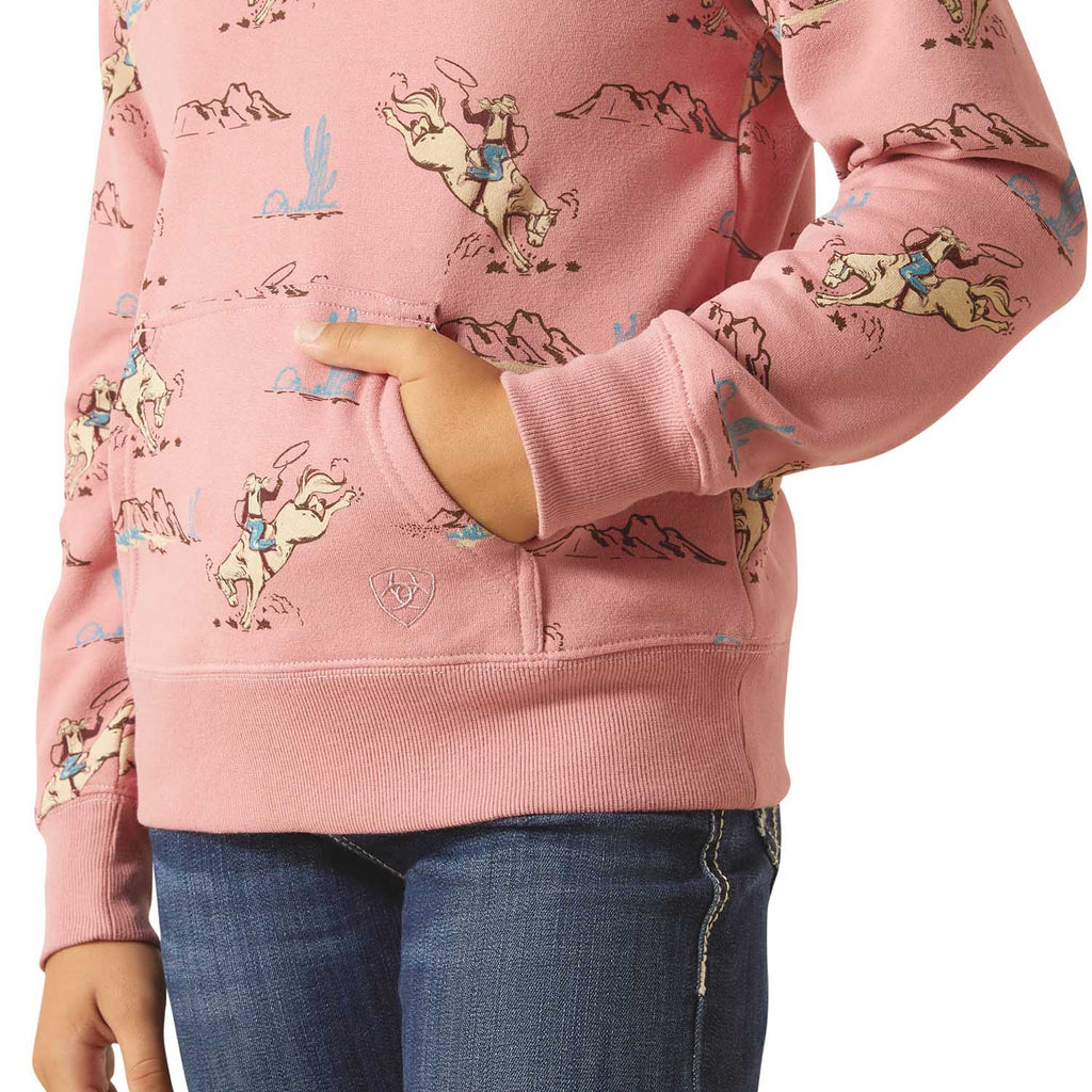 Ariat Girls Bronc Scene 1/4 Zip Sweatshirt - Quarter Circle AK Boutique