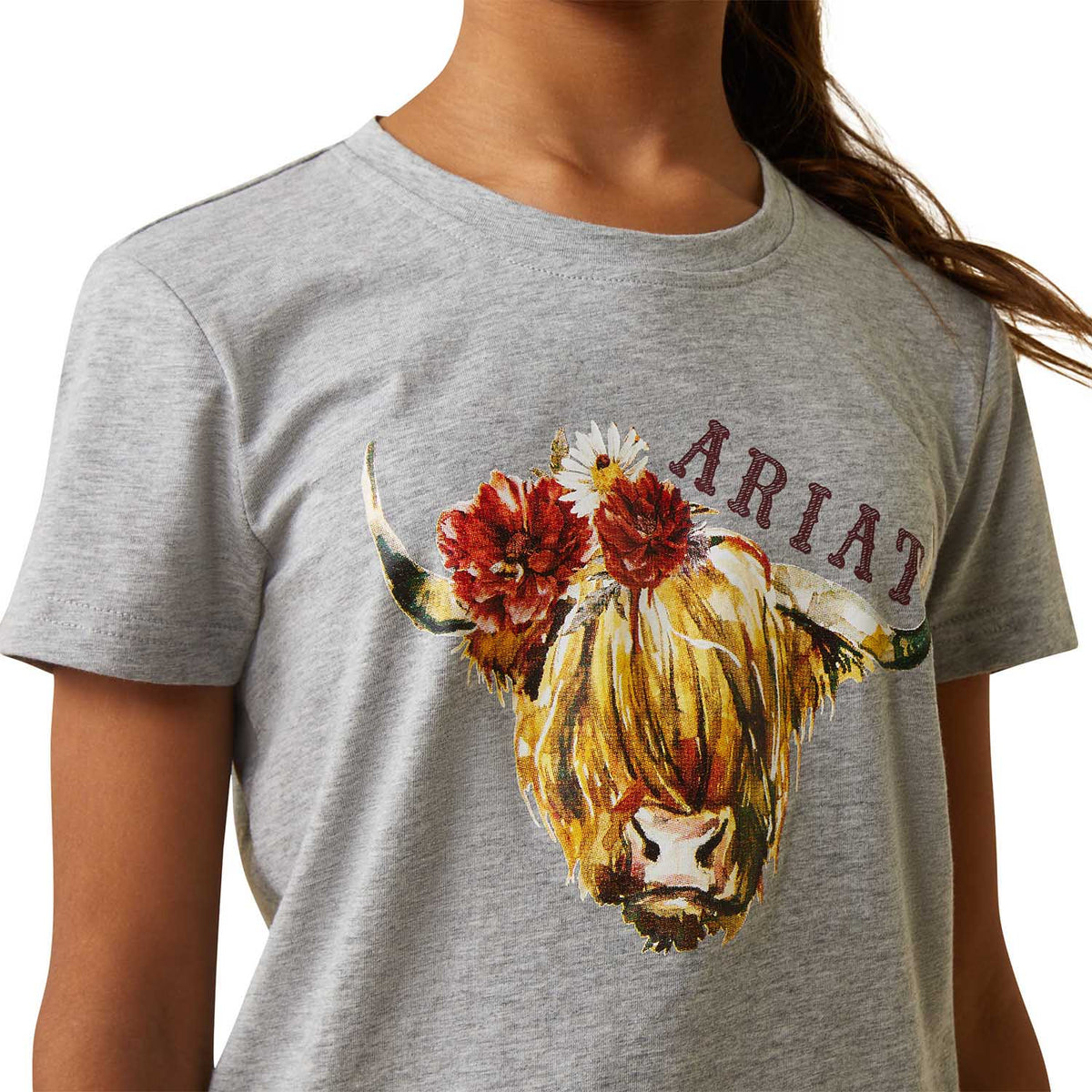 Ariat Girl's Highlander Rose T-Shirt, Heather Gray - Quarter Circle AK Boutique