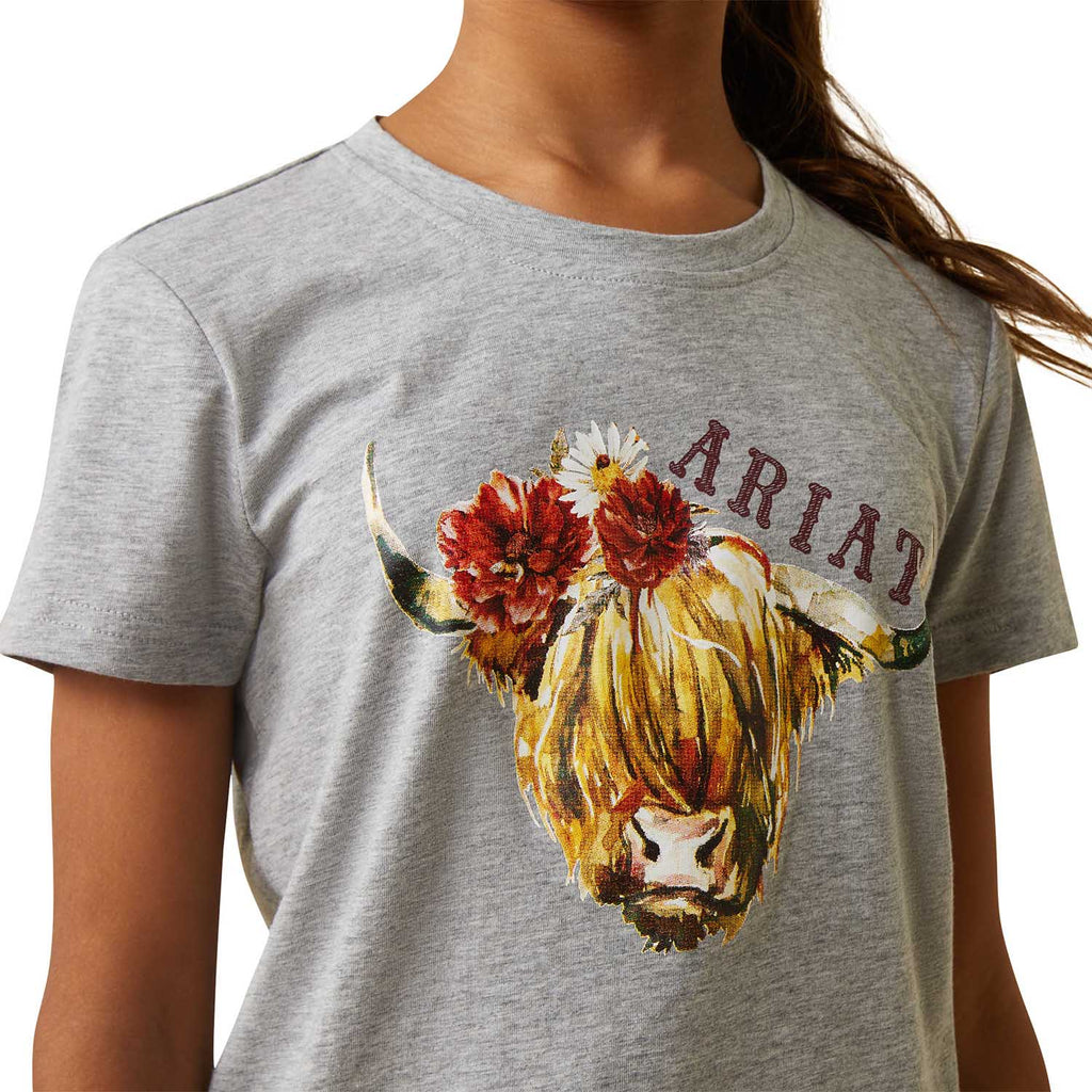 Ariat Girl's Highlander Rose T-Shirt, Heather Gray - Quarter Circle AK Boutique