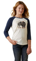Ariat Girl's Painted Buffalo Raglan T-Shirt - Quarter Circle AK Boutique