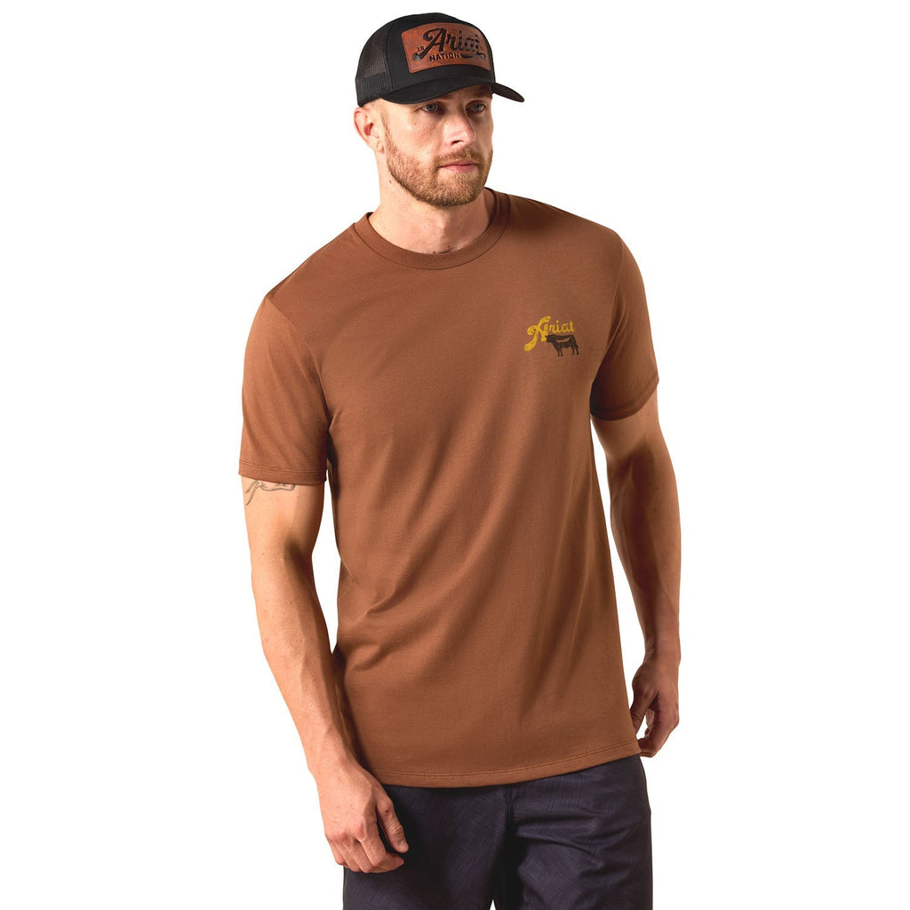 Ariat Mens Short Sleeve Shirt, BBQ Smoke Western Graphic Tee - Quarter Circle AK Boutique